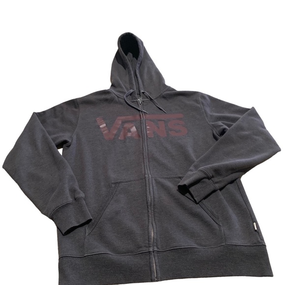 Vans Unisex adult size small charcoal grey zip up with burgundy lettering. - Picture 1 of 3